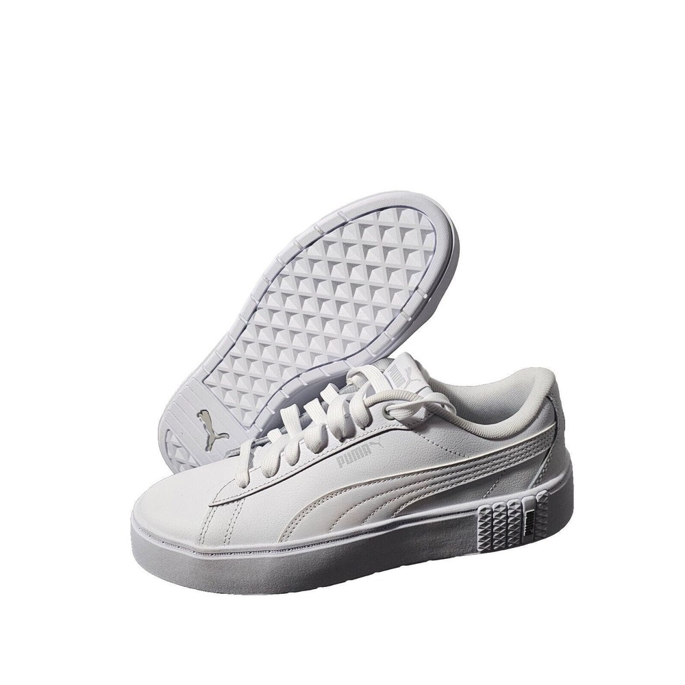 PUMA Women's Smash Platform v2 Lifestyle Shoes White-Bridal Rose 394006-01 Sz 10